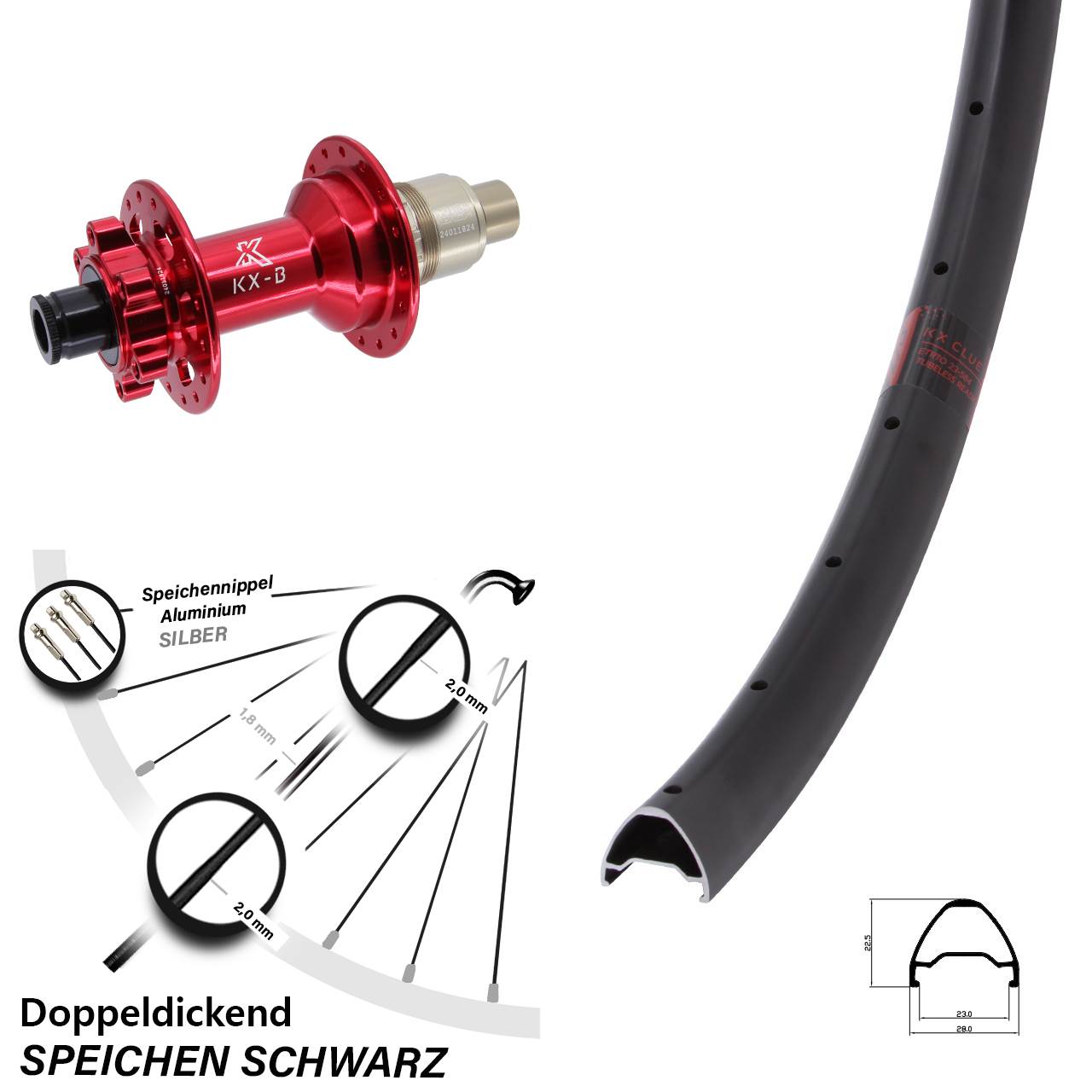 KX Clue KX-B rot 650B Disc Hinterrad 12x148 XD 11-12 fach