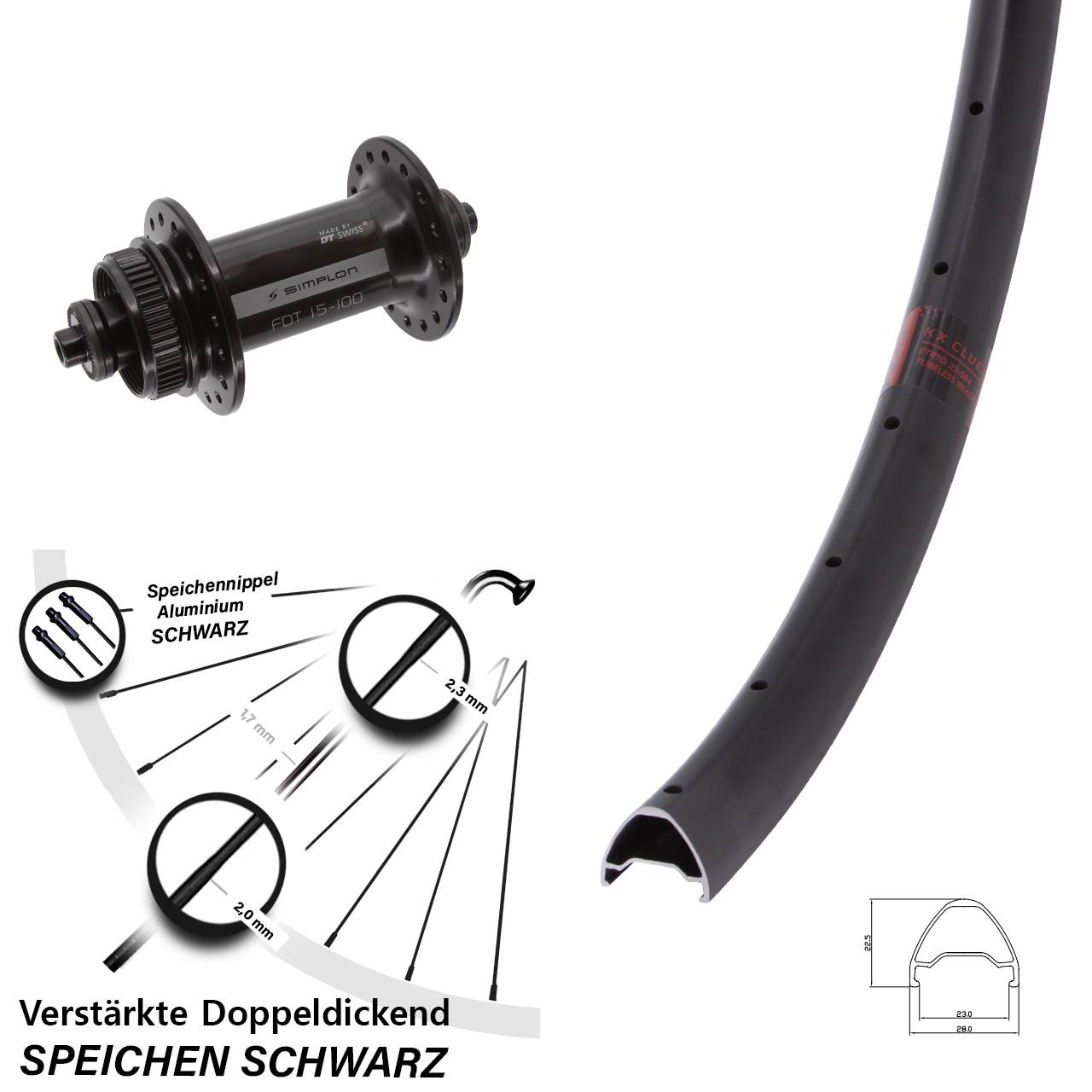 Disc Vorderrad 650B KX Clue DT Swiss 370 für Schnellspanner