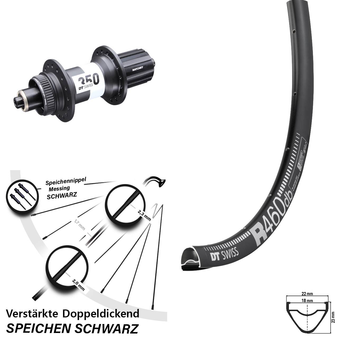 Hinterrad Centerlock QR 28 Zoll DT Swiss R 460-350 Road 11-12 fach