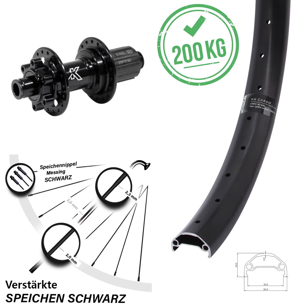29 Zoll KX-M Cargo Heavy Duty Disc Hinterrad 12x142 8-12 fach HG