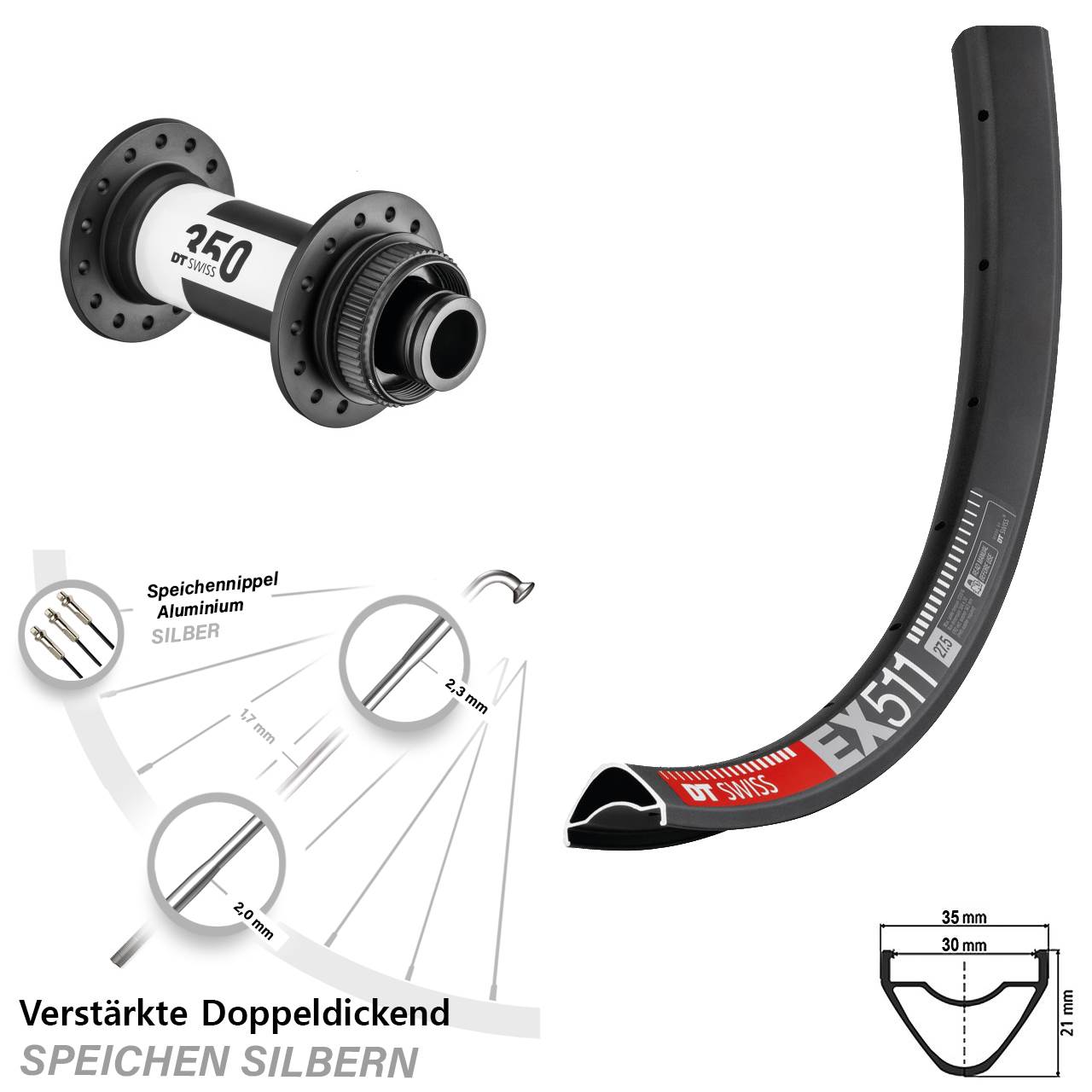 Disc Vorderrad 29 Zoll DT Swiss EX 511-350 15x110 Boost