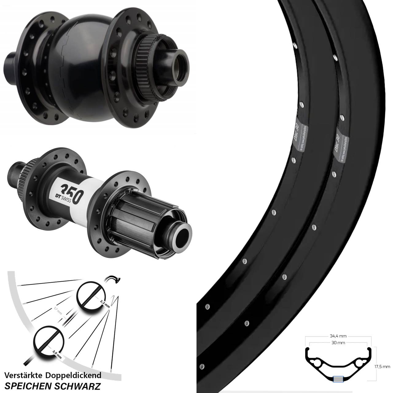 Centerlock Laufradsatz 15x110 12x148 29 Zoll Ryde Disc 30 DT Swiss 350 SON 28 8-11 fach