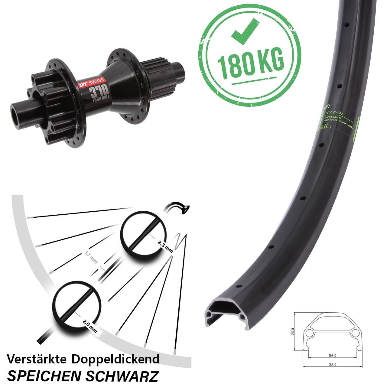 Disc Hinterrad 28-29 Zoll KX Evo DT Swiss 370 Micro Spline 12x142