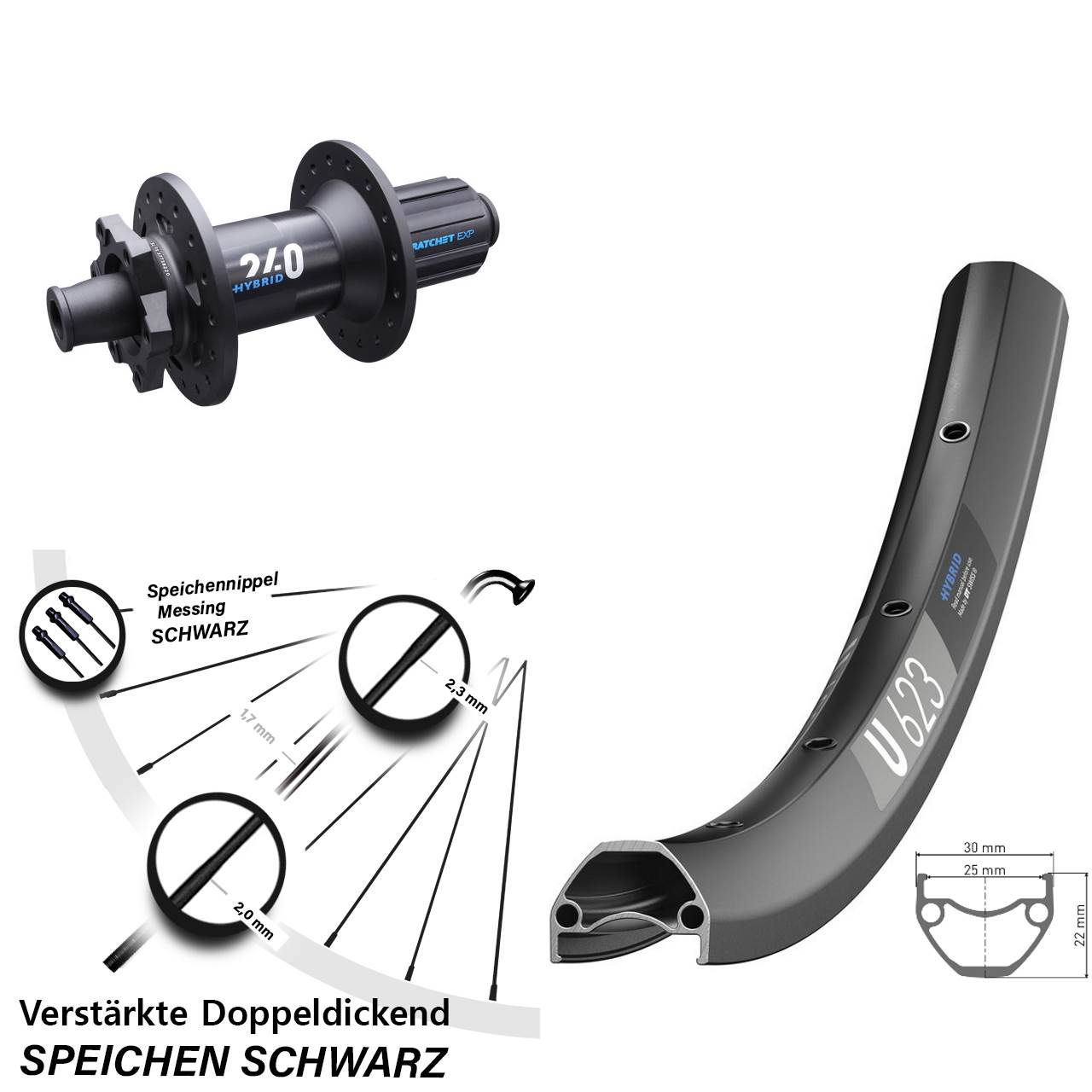 Hinterrad 6-Loch 12x148 28-29 Zoll DT Swiss U623 240 Hybrid 8-11 fach HG