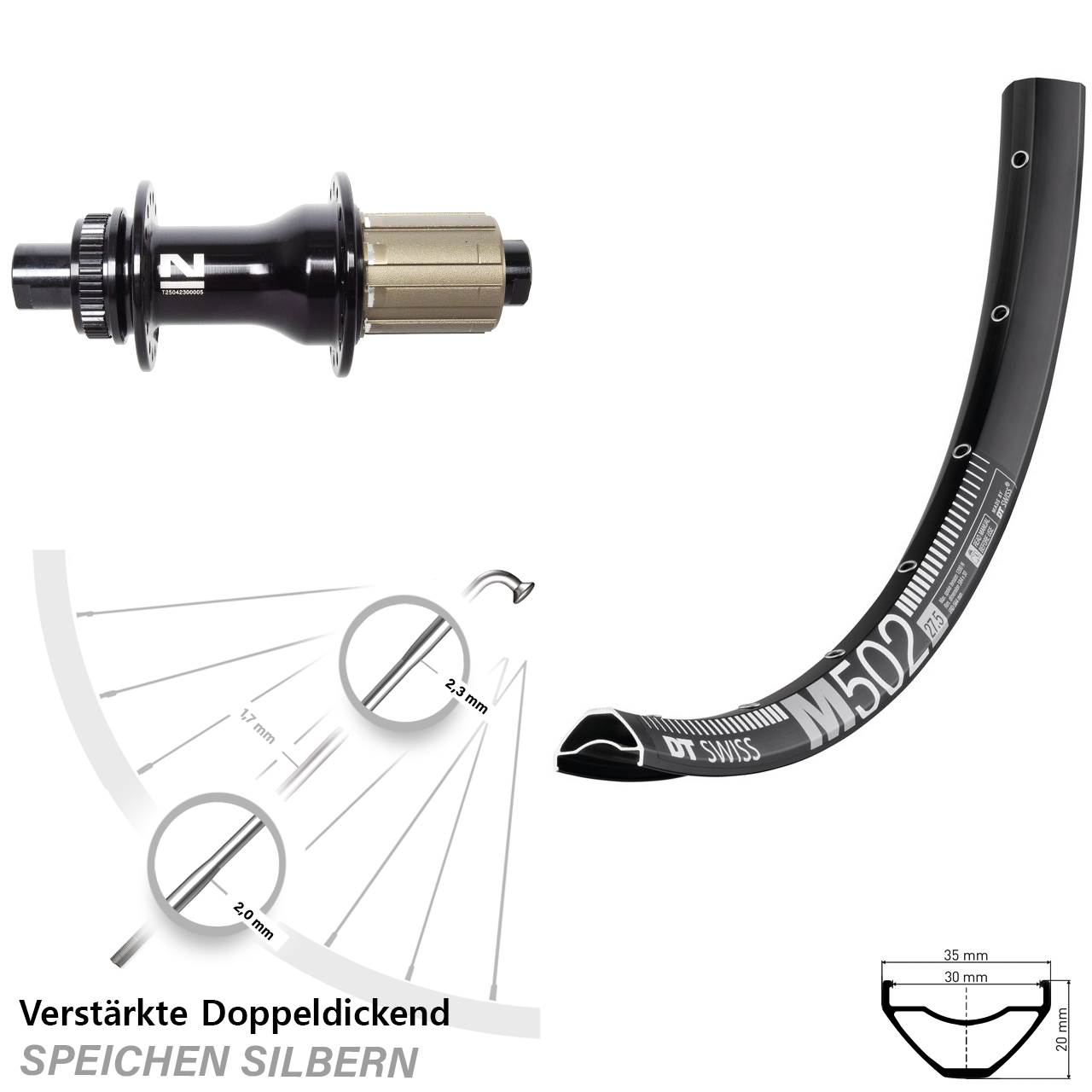 Hinterrad Centerlock 29 Zoll DT Swiss M 502 Novatec D792 8-12 fach HG 12x142