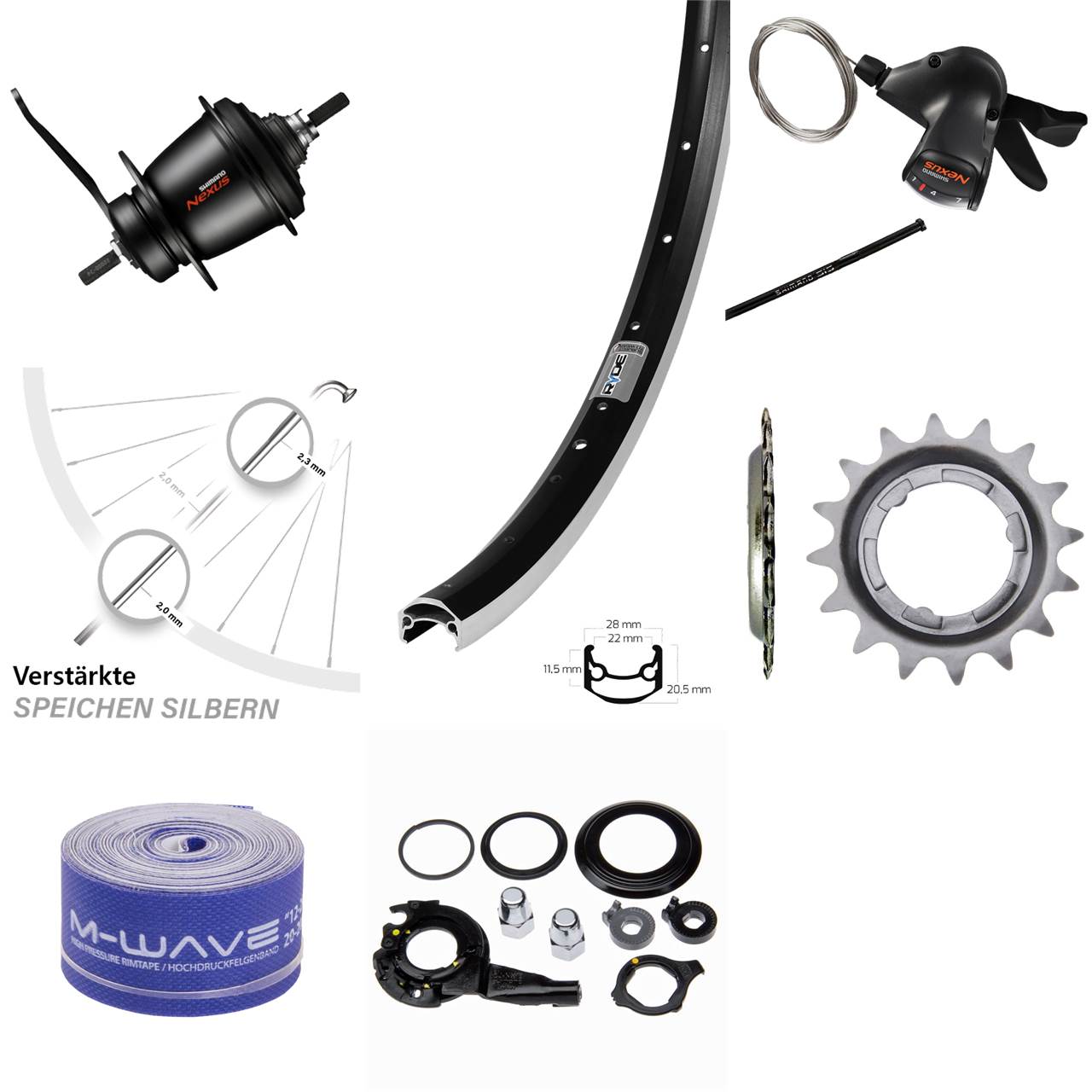 27,5 Zoll Hinterrad Shimano SGC3001 7 Gang Ryde Andra 35