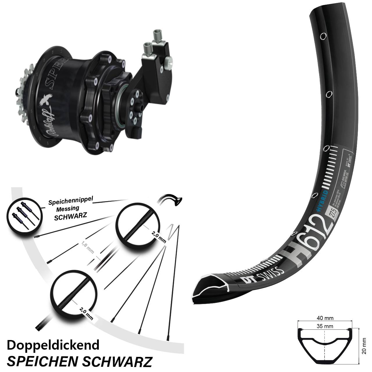 Disc Hinterrrad 27,5 Zoll DT Swiss H 612 Rohloff Speedhub CC DB OEM
