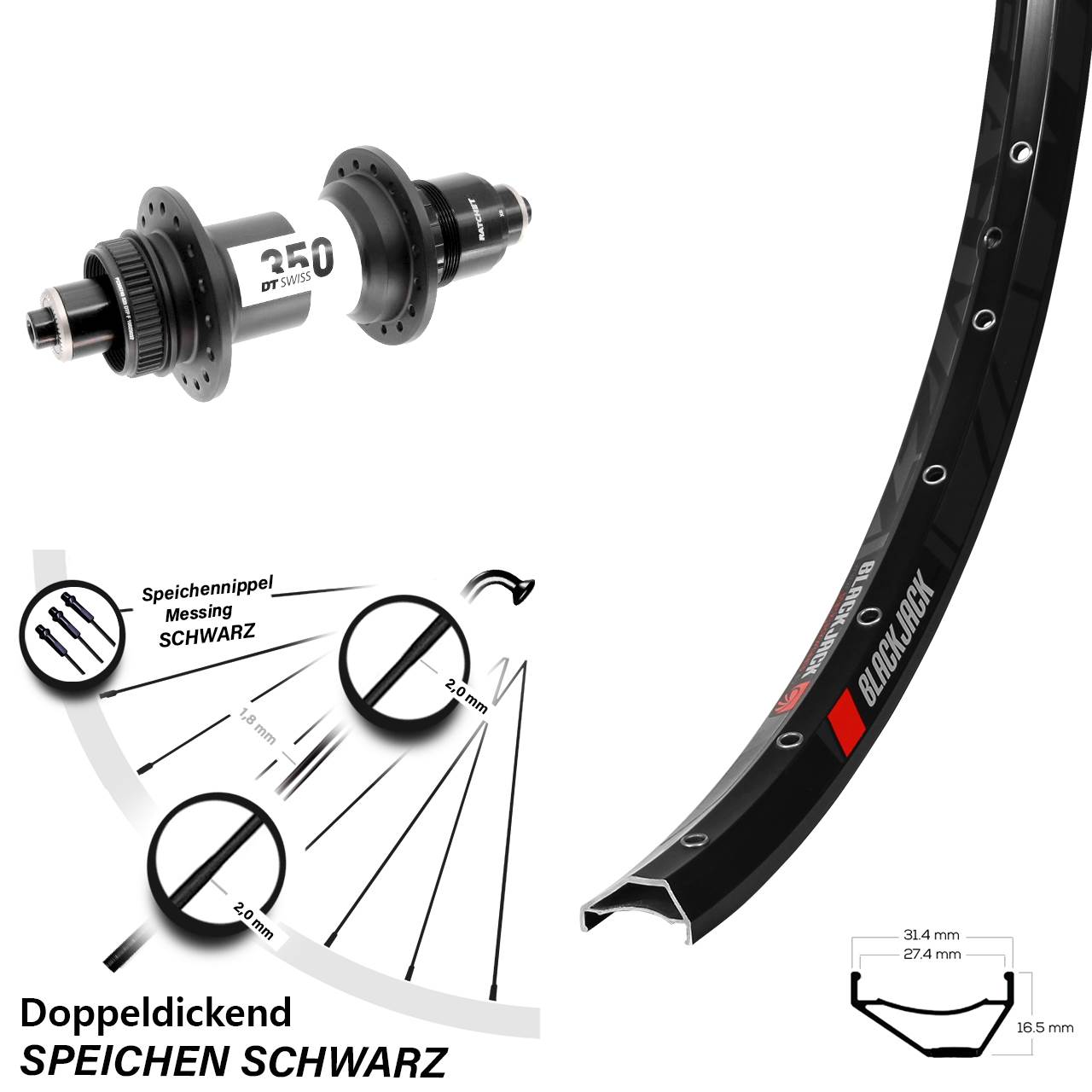Centerlock Hinterrad 650B Rodi Ready 27 DT Swiss 350 XD 11-12 fach QR Boost