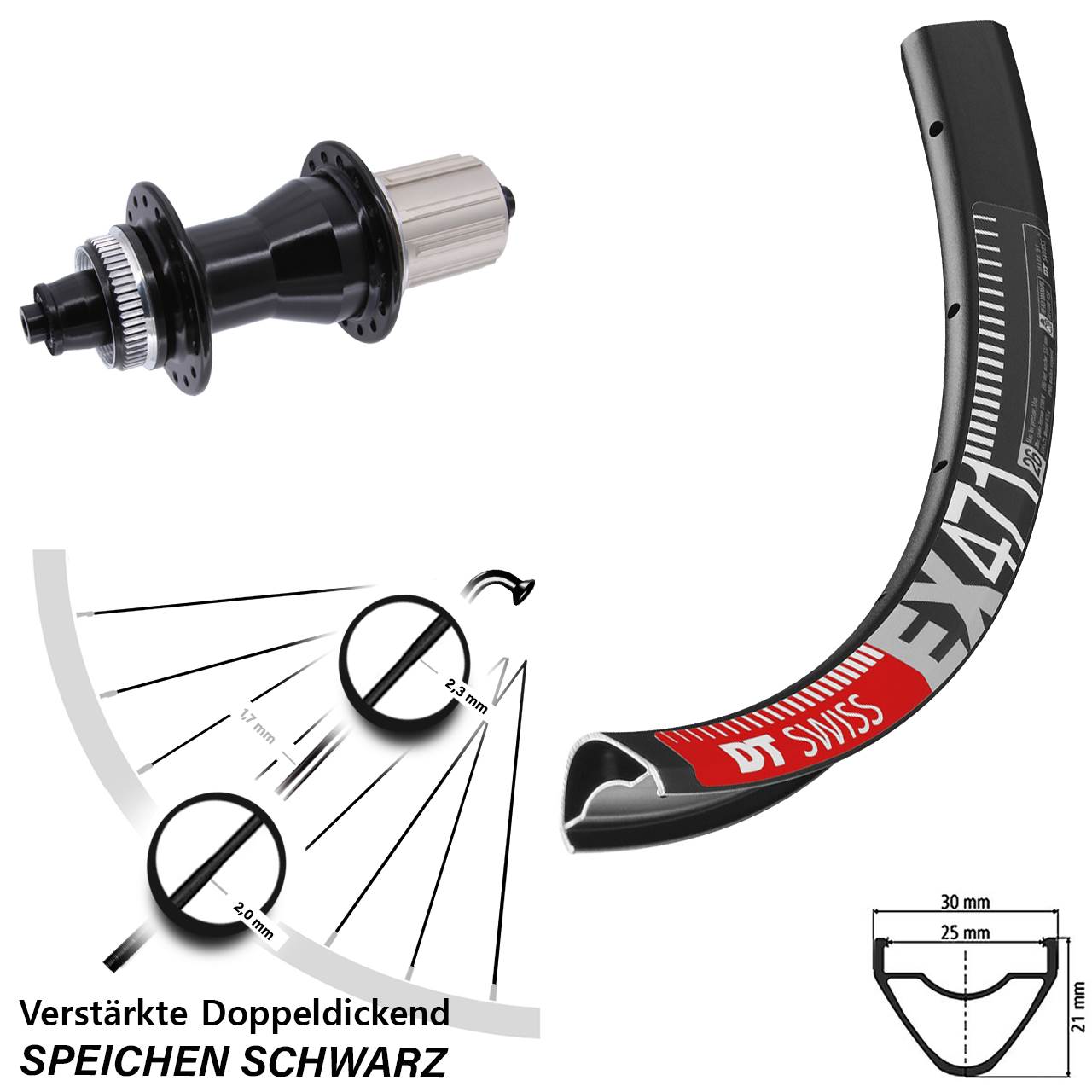 DT Swiss EX471 Novatec CL135 26 Zoll Hinterrad Centerlock für Schnellspanner 8-12 fach