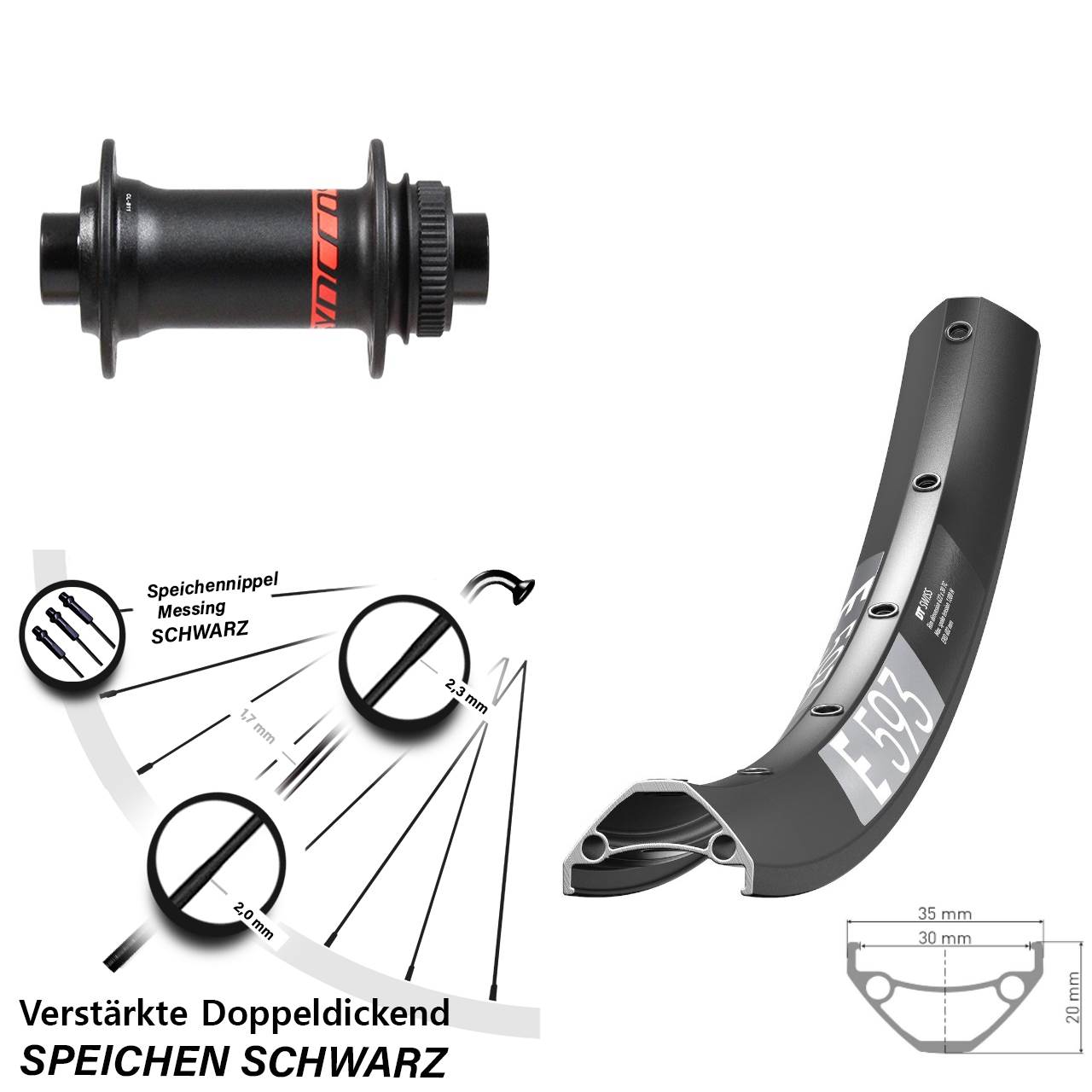 Boost Disc Laufrad 15x110 650B DT Swiss E593 Formula CL-811
