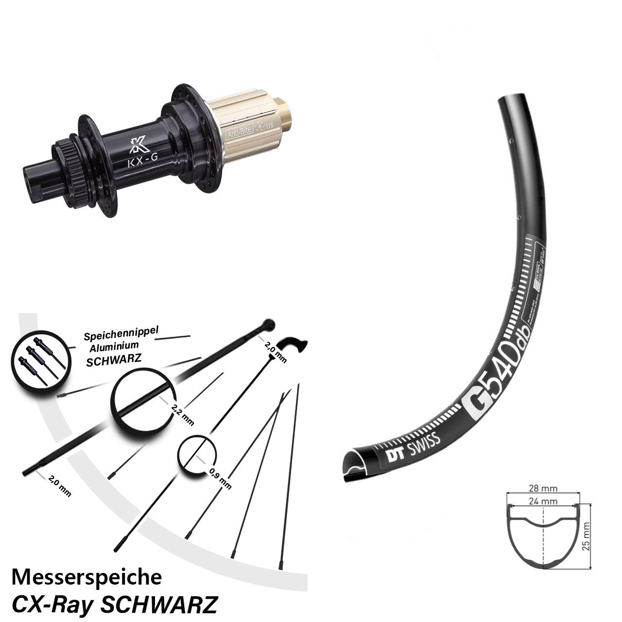 Disc Hinterrad 29 Zoll DT Swiss G 540 KX-G 8-12 fach HG 12x142 CX-Ray