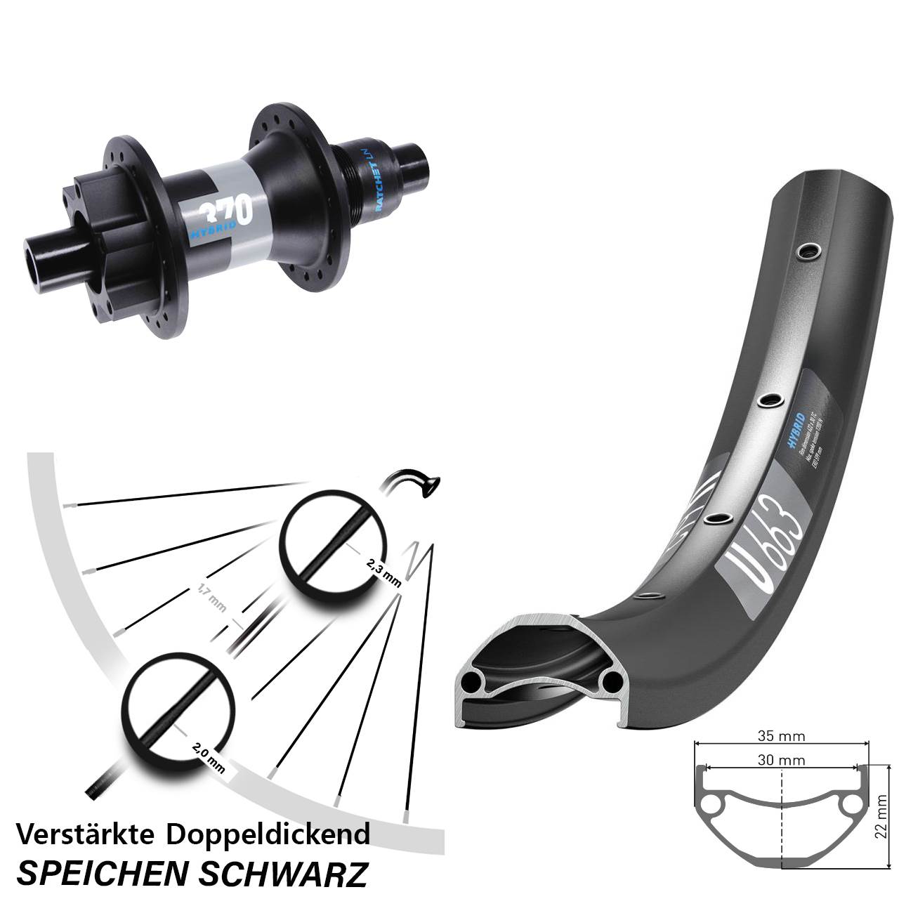 DT Swiss U 663 DT Swiss Hybrid 370 650B Disc Hinterrad 12x148 XD