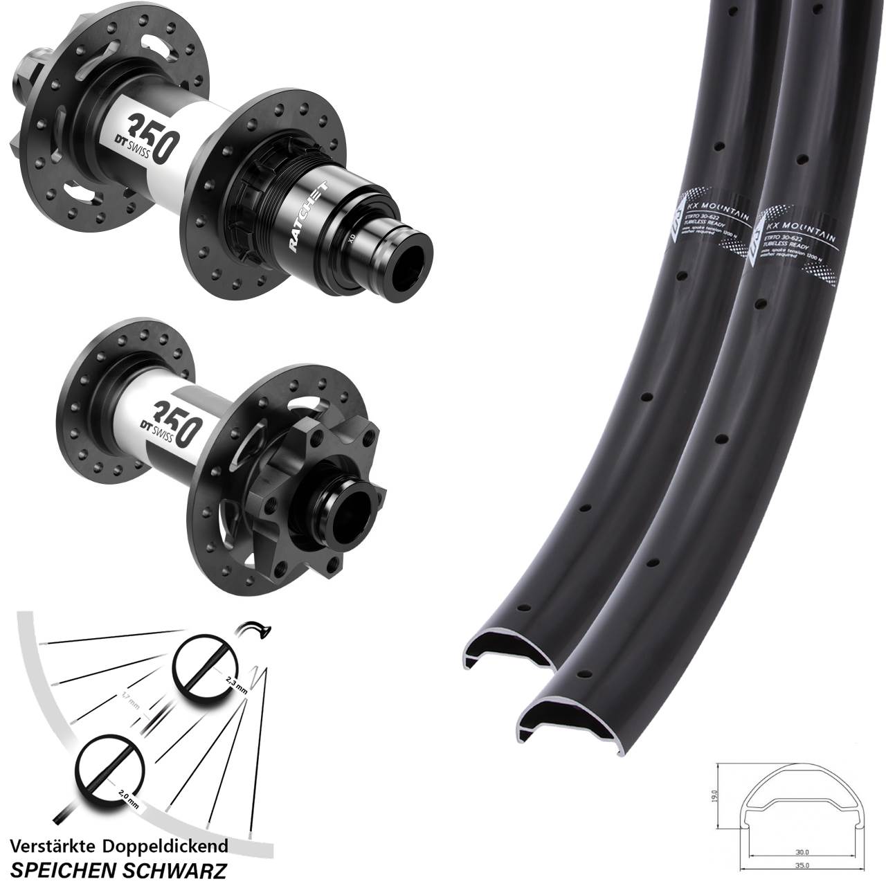 6-Loch Laufradsatz 29 Zoll KX Mountain DT Swiss 350 XD 15x110 12x148 Boost