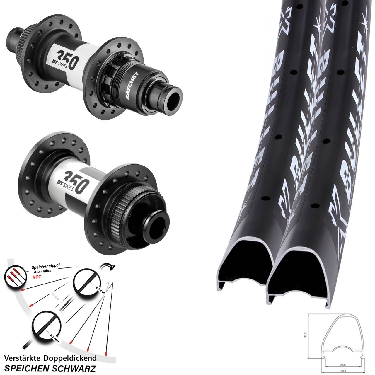 KX Bullet OS DT Swiss 350 28-29 Zoll Centerlock Laufradsatz 12x100/142 SRAM XDR