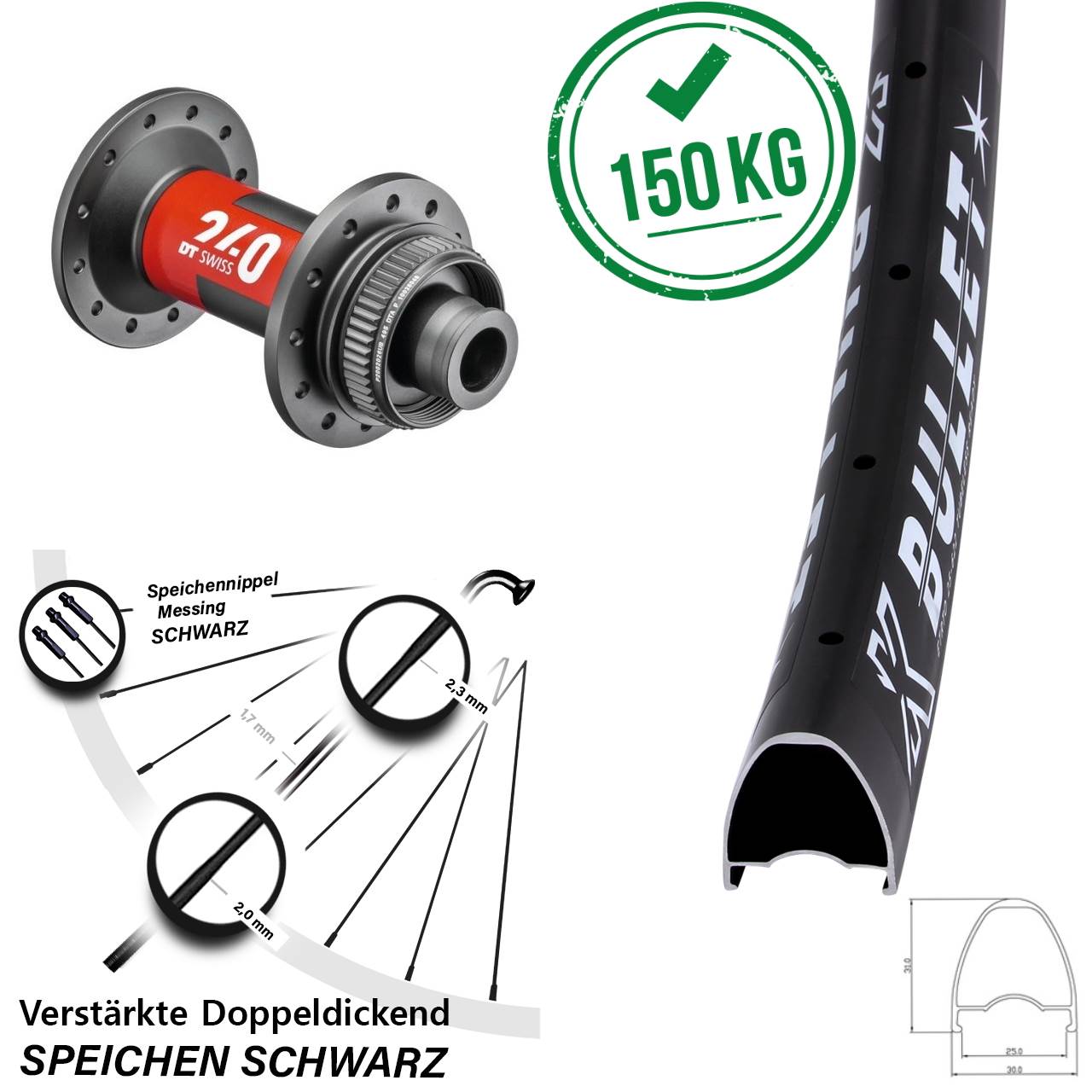 KX Bullet DT Swiss 240 29 Zoll Centerlock Vorderrad 12x100