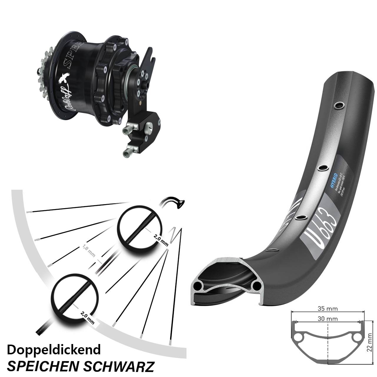 27,5 Zoll DT Swiss U663 Rohloff Speedhub CC DB OEM2 schwarz