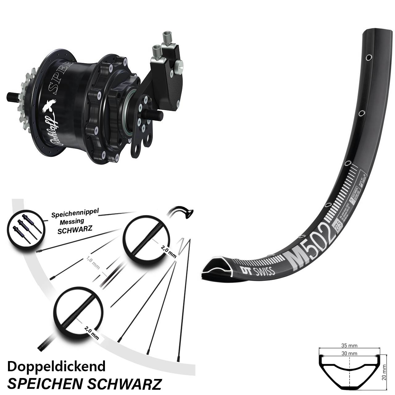 Disc Hinterrrad 29 Zoll DT Swiss M 502 Rohloff Speedhub TS DB Tandem