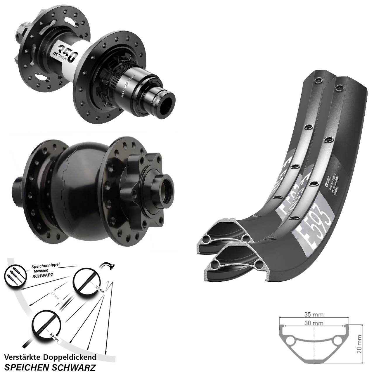 DT Swiss E593 350 DEG72 SON 28 29 Zoll Disc Laufradsatz 15x110 12x148 SRAM XD