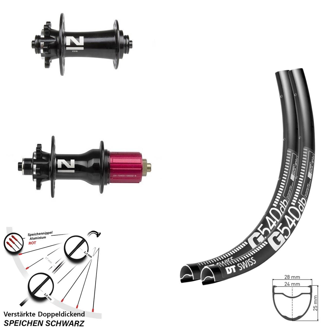 Laufradsatz 6-Loch 28-29 Zoll DT Swiss G540 Novatec D791SB/D792SB 8-12 fach QR