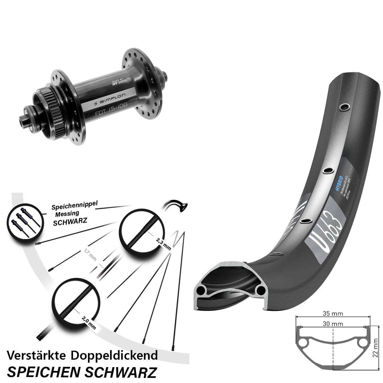 Disc Laufrad 29 Zoll DT Swiss U 663-370 für Schnellspanner