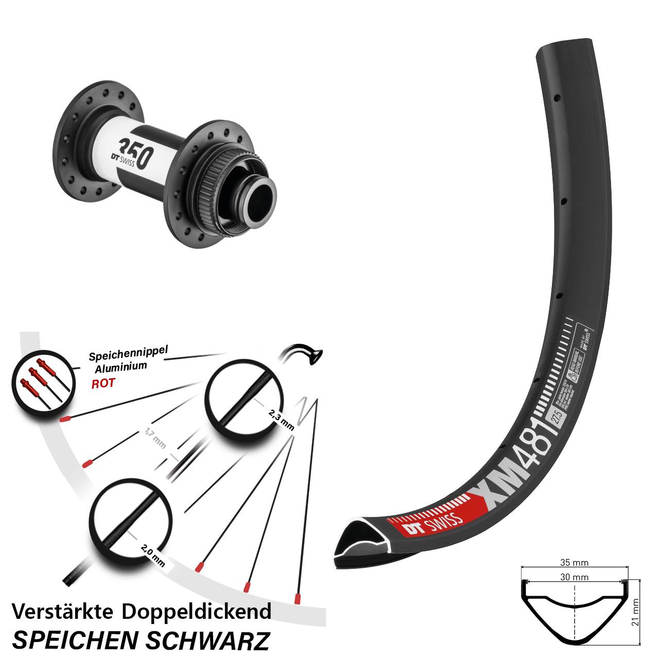 DT Swiss XM 481-350 29 Zoll Vorderrad Centerlock 15x100