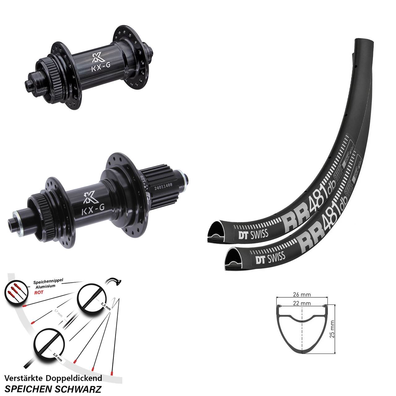 Disc Laufradsatz QR 28 Zoll DT Swiss RR481 KX-G Micro Spline