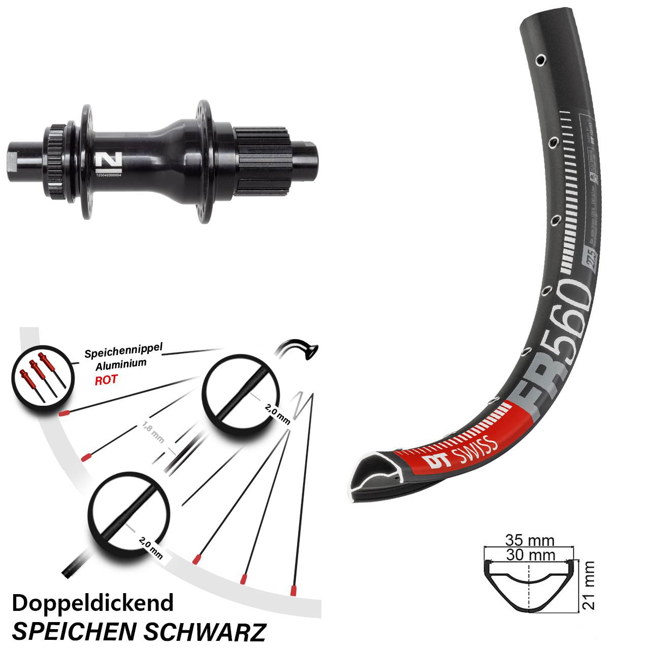 DT Swiss FR 560 Novatec D792SB 26 Zoll Centerlock Hinterrad 12x142 Shimano Micro Spline