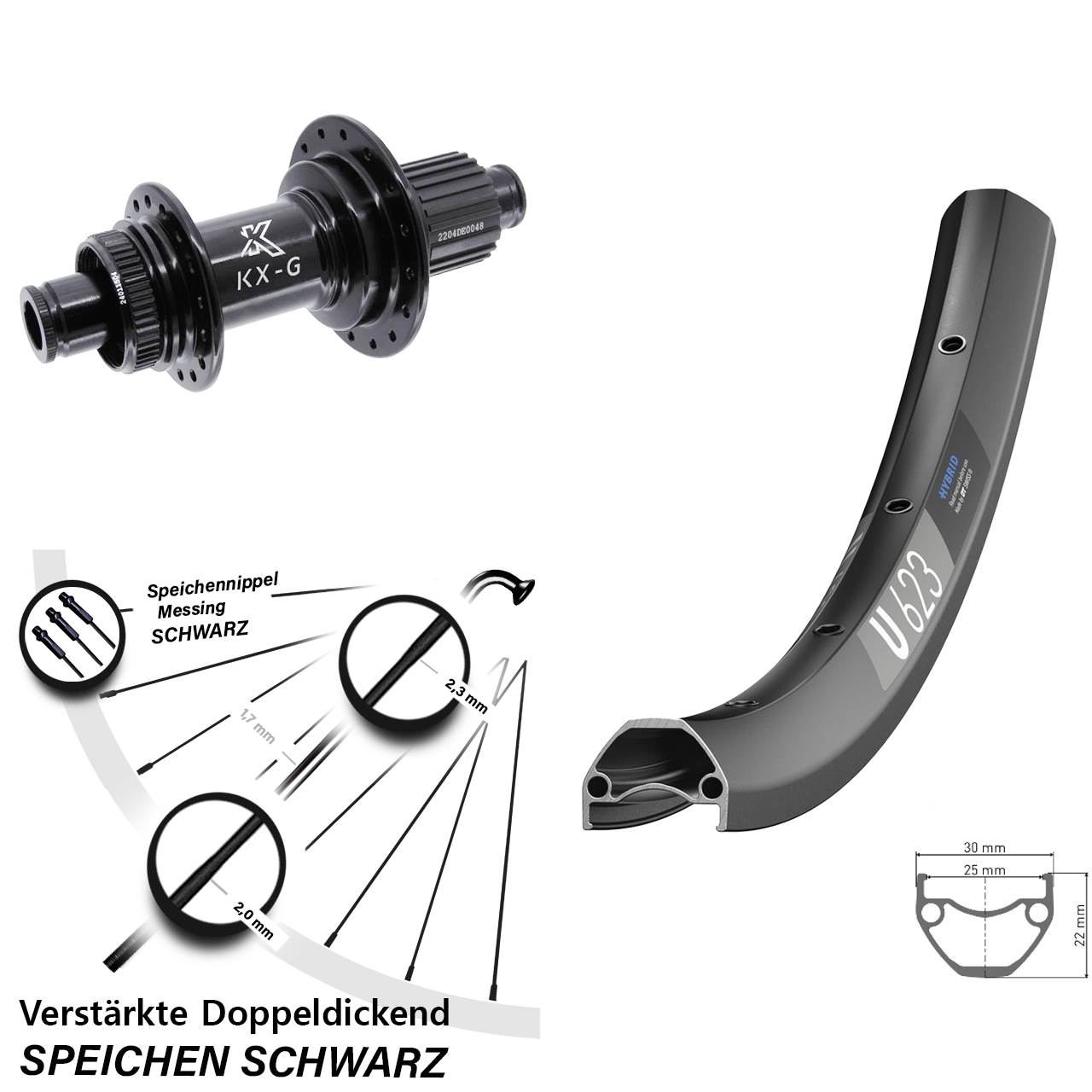 Hinterrad Centerlock 12x142 29 Zoll DT Swiss U 623 KX-GS Heavy Duty Shimano Micro Spline