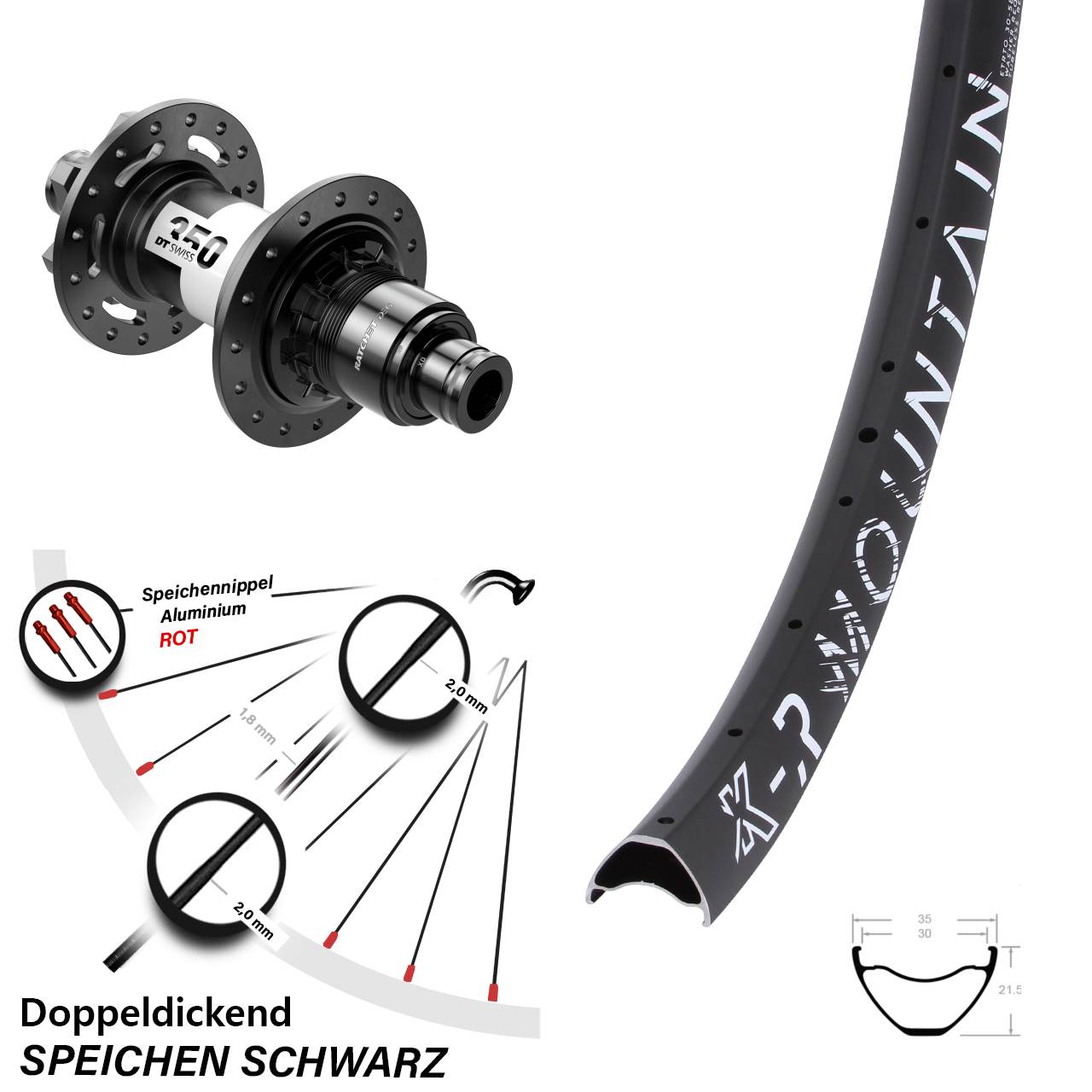 Disc Laufrad 29 Zoll KX-R Mountain DT Swiss 350 DEG 72 XD 12x148