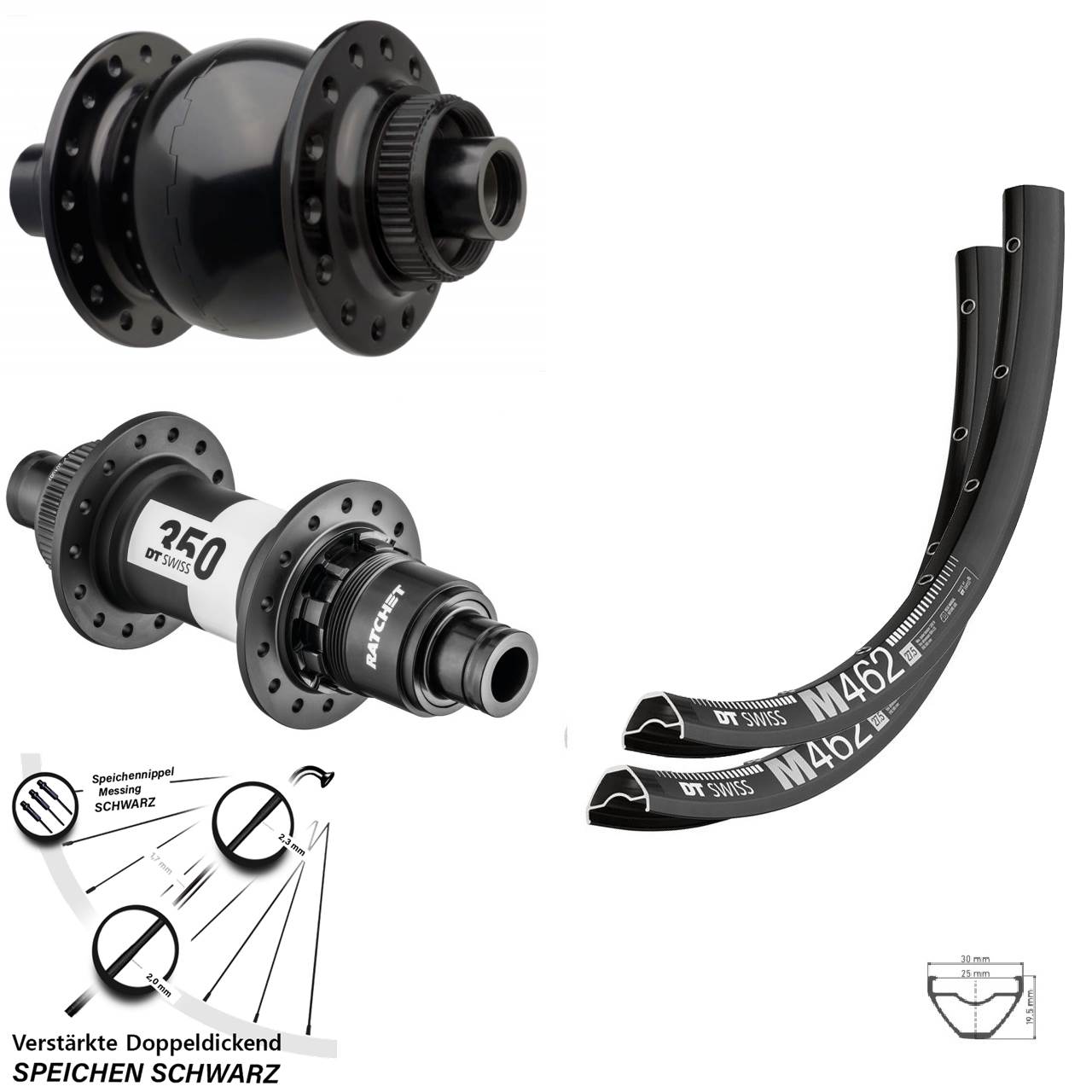 Laufradsatz 27,5 Zoll DT Swiss M 462-350 SON 28 XD 11-12 fach 15x110 12x148