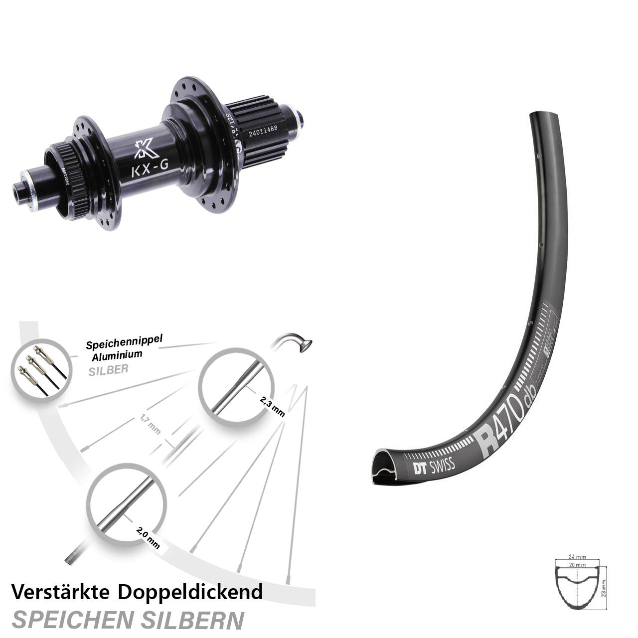 Disc Hinterrad für Schnellspanner 28 Zoll DT Swiss R 470 KX-G Shimano Micro Spline