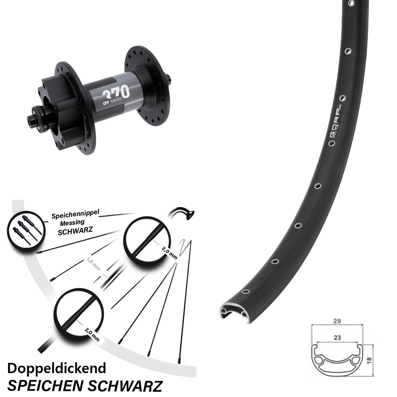 Vorderrad 6-Loch 28-29 Zoll Gora 23 DT Swiss 370 QR