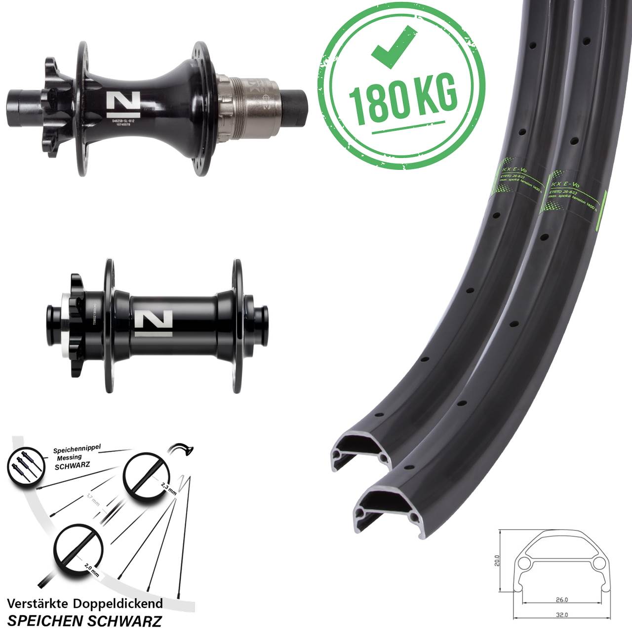 KX Evo Novatec D041SB D462 650B 6-Loch Laufradsatz 15x110 12x148 XD 11-12 fach