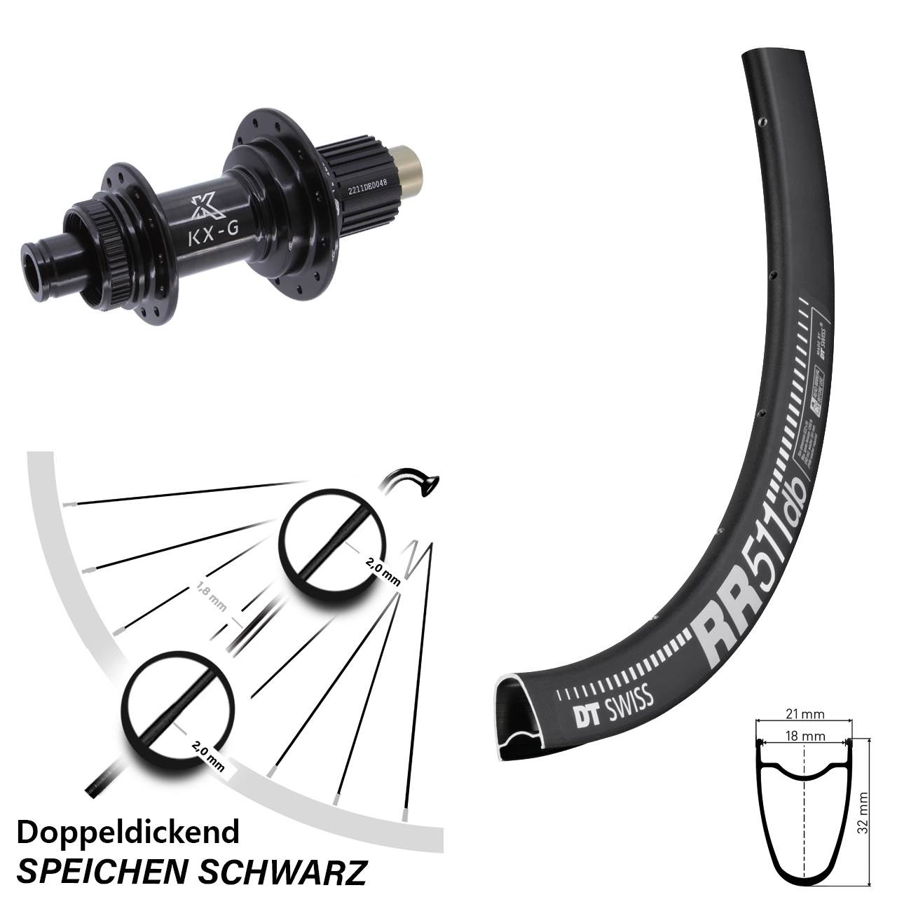 Hinterrad Centerlock 12x142 28 Zoll DT Swiss RR511 KX-G Shimano Micro Spline