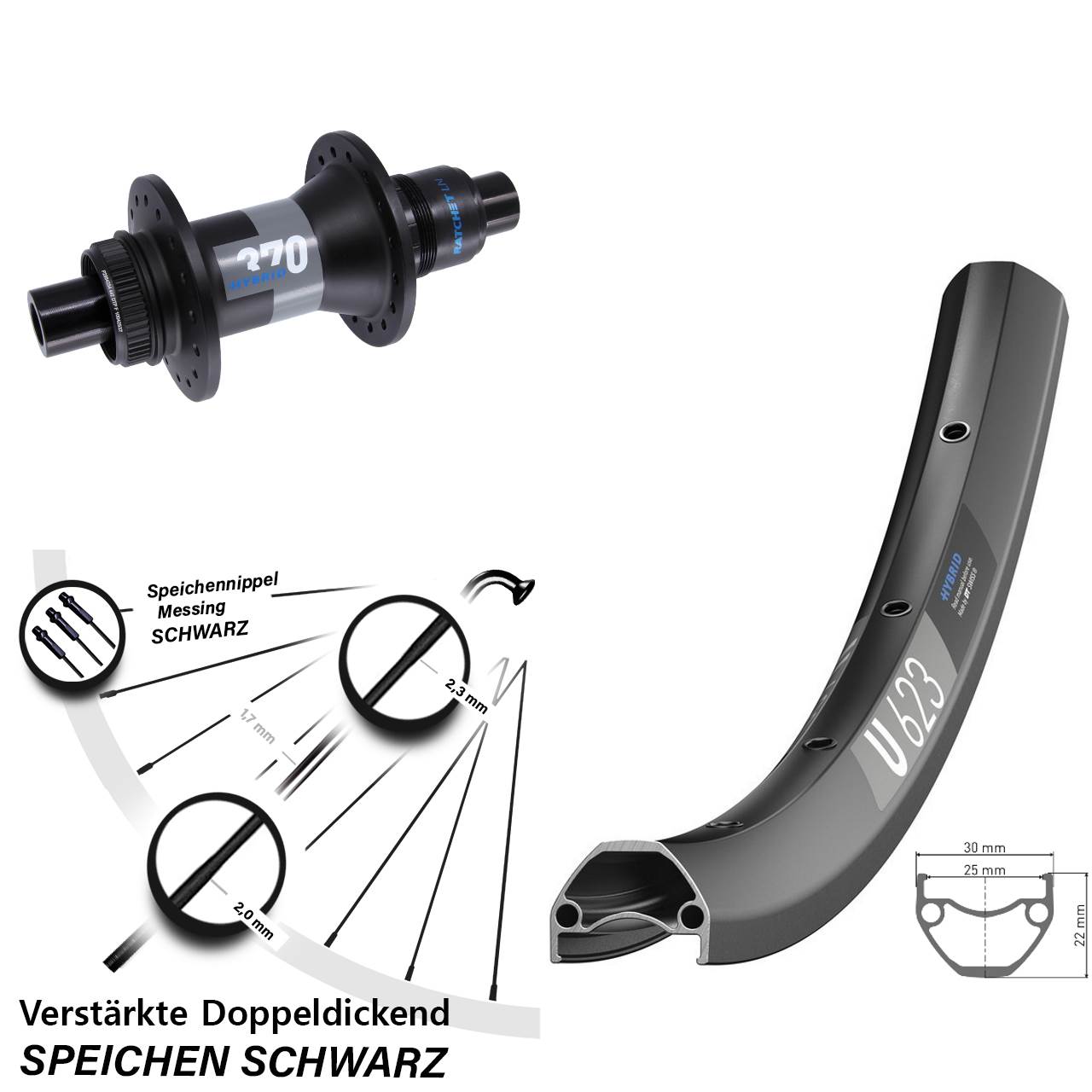 DT Swiss U 623-370 Hybrid 28 Zoll Disc Laufrad 12x148 XD