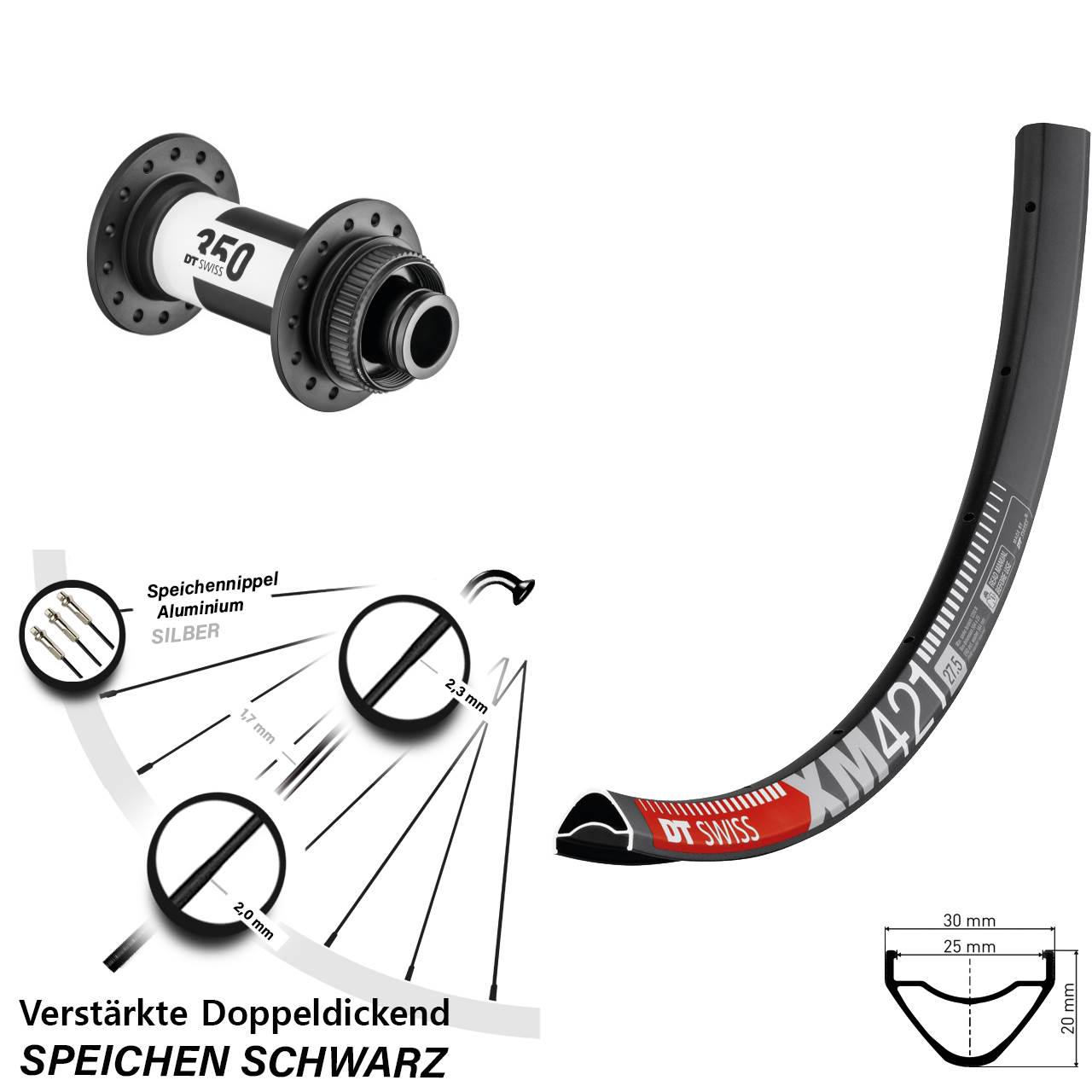 29 Zoll Vorderrad Centerlock 15x100 XM 421 DT Swiss 350