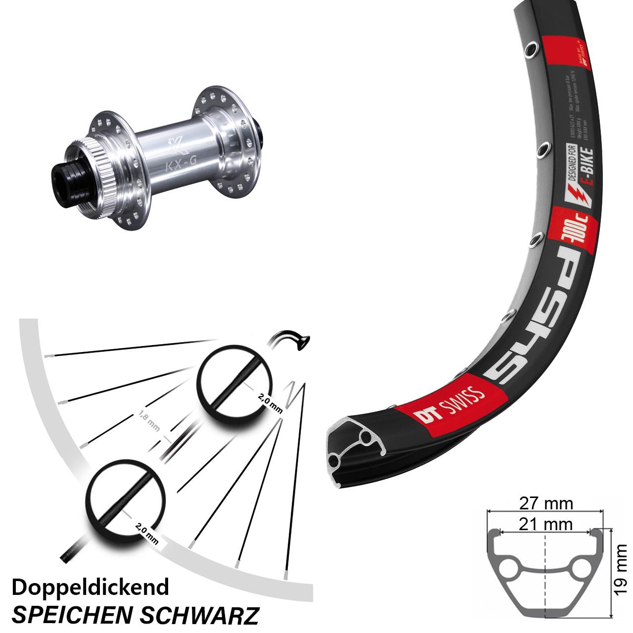 26 Zoll DT Swiss 545d KX-G Centerlock Vorderrad 15x100