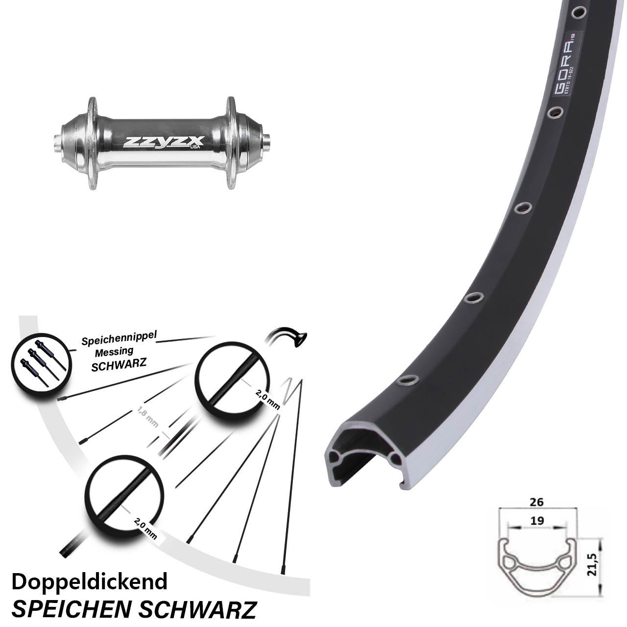 Vorderrad für Schnellspanner 28 Zoll Gora 19 Formula TS 91