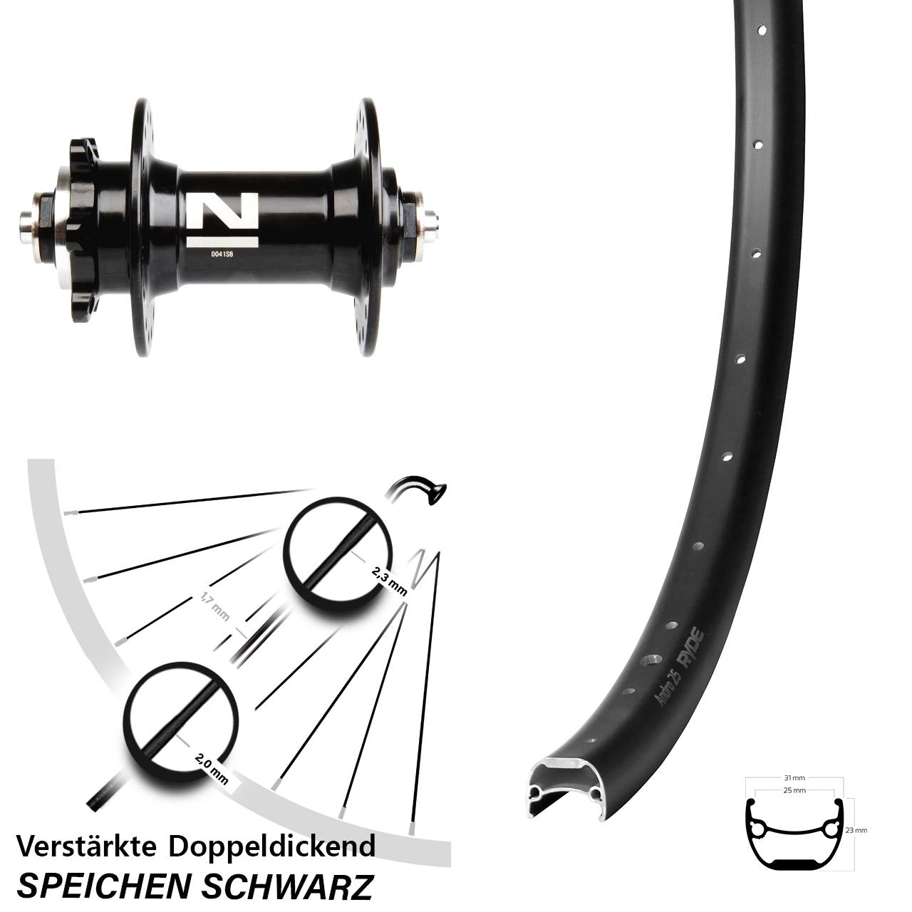 Disc Laufrad 28-29 Zoll Ryde Andra 25 Novatec D041 für Schnellspanner