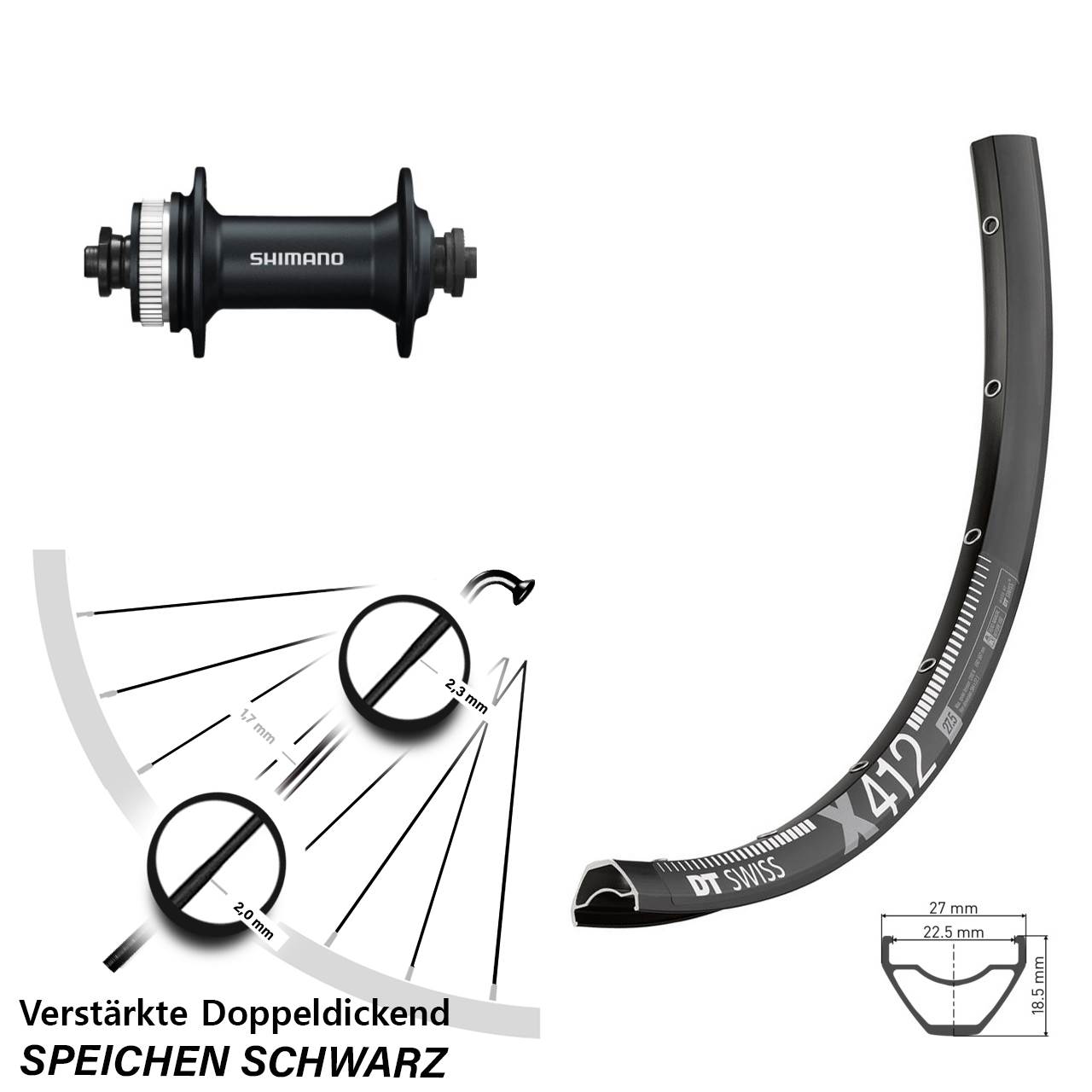 DT Swiss X 412 Shimano HB-M4050 29 Zoll Centerlock Vorderrad QR