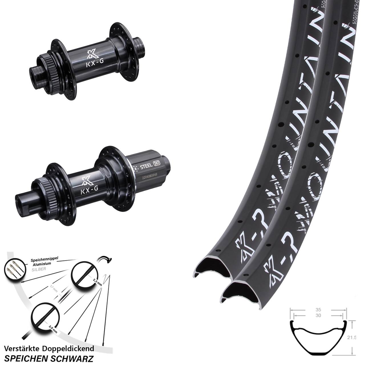 KX-GS-R Mountain Stahl Freilauf 29 Zoll Laufradsatz 15x100 12x142 8-12 fach HG