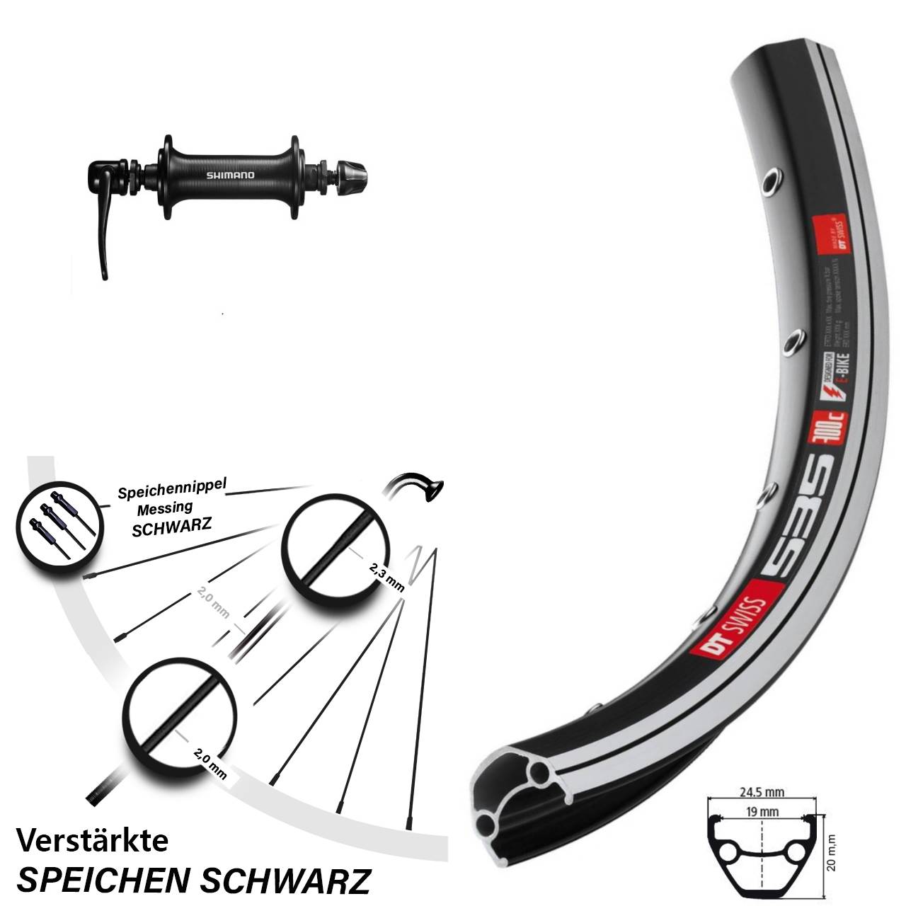 28 Zoll Shimano HB-T3000 AL DT Swiss 535 Vorderrad
