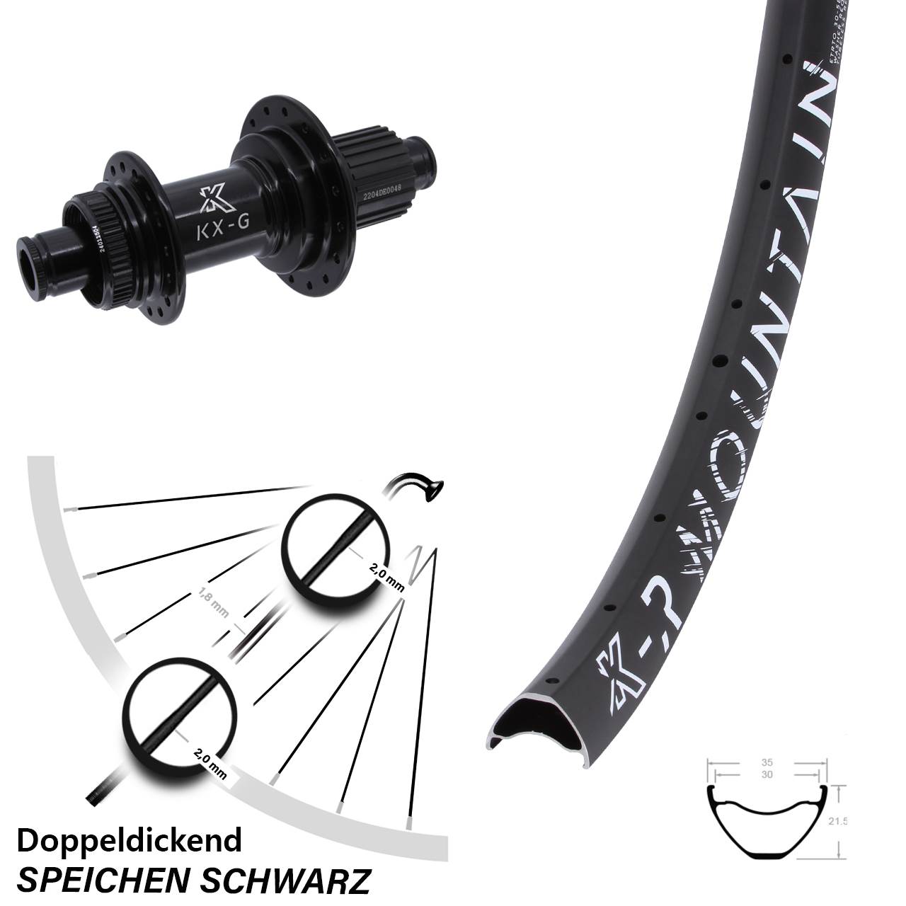 Hinterrad 28 Zoll R Mountain KX-GS Micro Spline 12x142