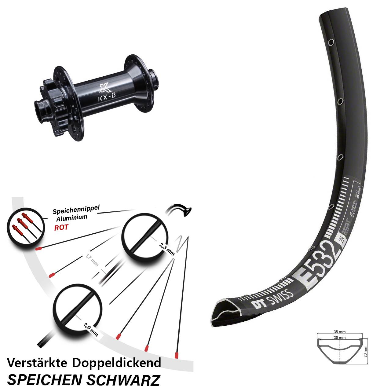 Disc Vorderrad 29 Zoll DT Swiss E 532 KX-B 15x110 Boost