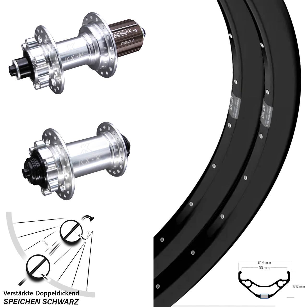 Ryde Disc 30 KX-M 29 Zoll Laufradsatz 6-Loch für Schnellspanner 8-12 fach HG