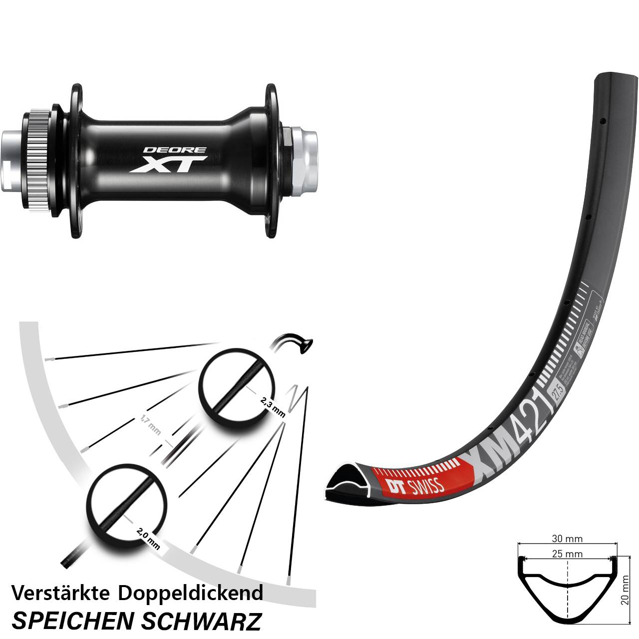 DT Swiss XM421 Shimano Deore XT HB-M8010-B 29 Zoll Disc Vorderrad 15x110 Boost