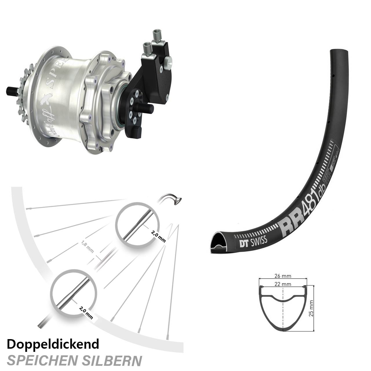 DT Swiss RR 481 Rohloff TS DB OEM Tandem 28 Zoll Disc Hinterrrad