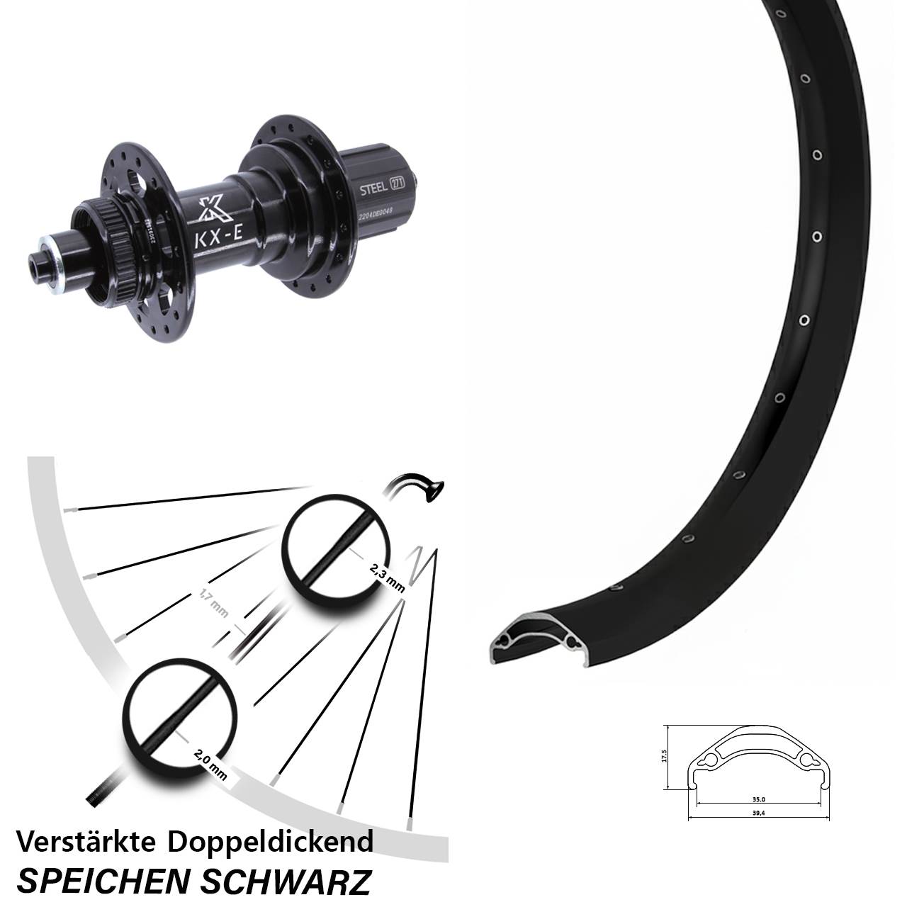 Ryde Disc 35 KX-E Heavy Duty 29 Zoll Centerlock Hinterrad QR Boost 8-12 fach HG