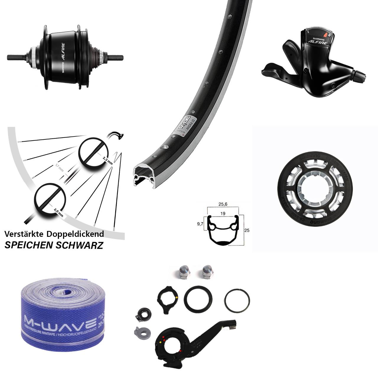 20 Zoll Hinterrad Shimano Alfine 8 Gang Ryde Andra 10