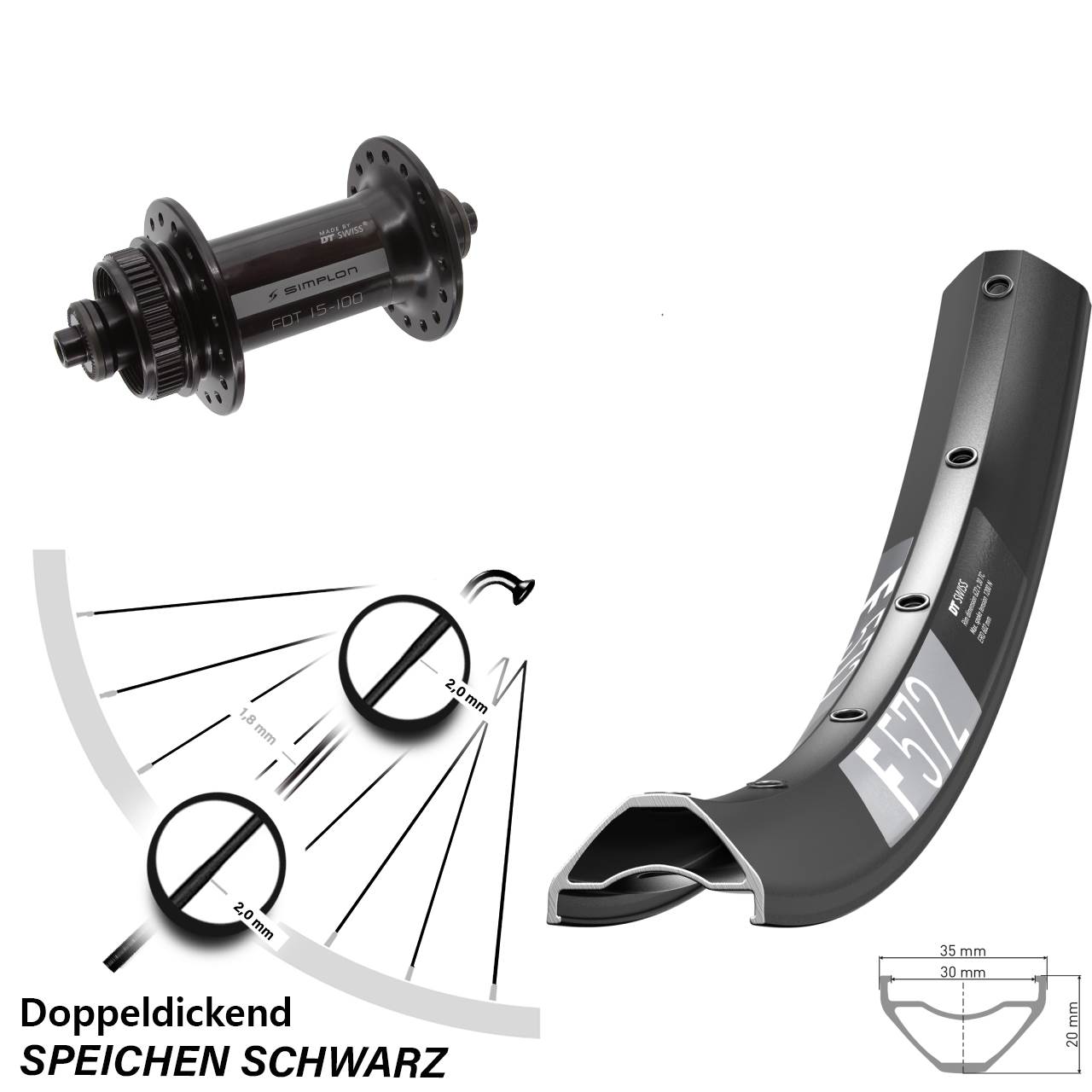 Vorderrad Centerlock 29 Zoll DT Swiss F 572-370 für Schnellspanner